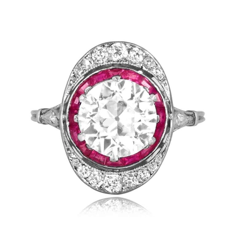Art Deco 2.19ct Diamond and Ruby Dunbar Ring, Circa 1925