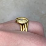 Unique Gold Band With Two prong-set diamonds Side Finger f4 15941