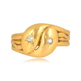 double head snake band with diamonds 18 karat yellow gold Carris Band 15941