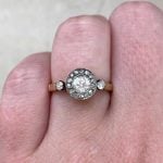 Old European cut diamond with halo of rose-cut diamonds f2 15942