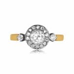 0.45 carat center diamond with rose cut diamond halo Pamplico Ring 15942