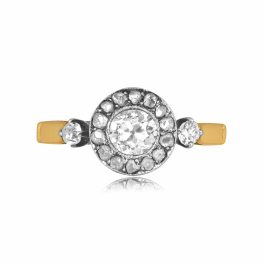 0.45 carat center diamond with rose cut diamond halo Pamplico Ring 15942