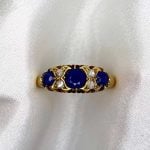Prong-Set Sapphires and Round Diamond Gemstone Ring 15943 f5