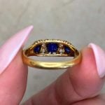 Alternating Sapphires and Round Diamonds Circa 1880 Back f6 15943