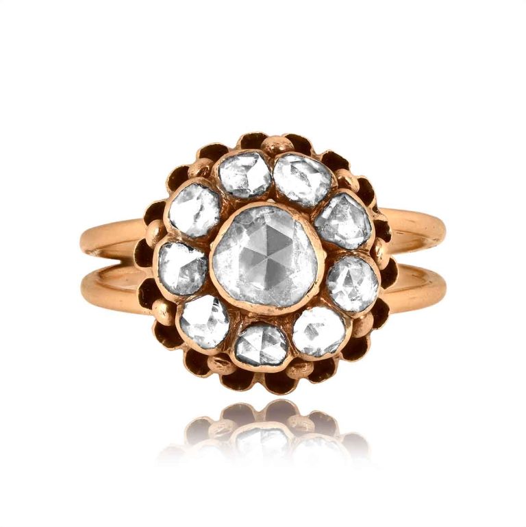 Georgian Rose Cut Diamond Cluster Allsbrook Ring, Circa 1810