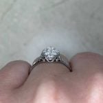 Vintage Diamond Cluster on Platinum Engagement Ring Basket View f3 15947