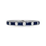 French cut sapphire and round diamond eternity style band Varina Band 15953