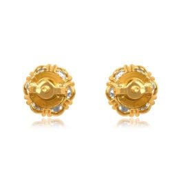 Diamond Cluster earrings set in Yellow Gold screw back Rhodesia Earrings 15954