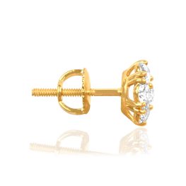 Diamond Cluster earrings set in prongs Yellow Gold Rhodesia Earrings
