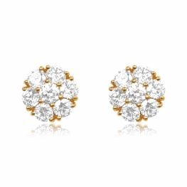 1.16 carats total diamond cluster earrings on yellow gold Rhodesia Earrings 15954