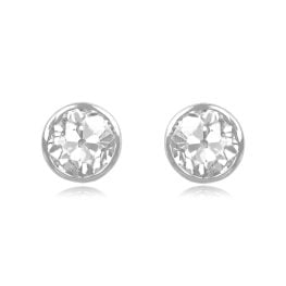 0.80 carat diamond on each stud set in platinum bezel settings Myra Earrings 15959