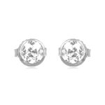0.40 carats each old European cut diamond stud earrings with platinum bezel settings Willard Earrings 15961