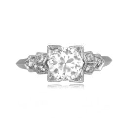 0.90 carat art deco ring with square prong setting Byron Ring 15968