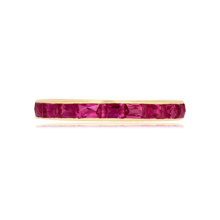 Yellow Gold Half Eternity Ruby Gardiner Band 2.5mm