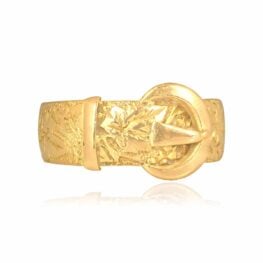 English Victorian Gold hand Engraved Buckle Ring 16406 TV