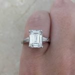 2.46 carat emerald cut center diamond Finger View f2 EURA206
