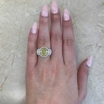GIA-Certified 4.01 carat Fancy Yellow Diamond Halo Dunavant Ring f1 EVER101