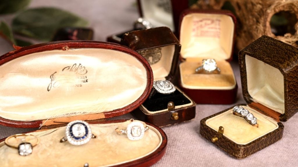 Group of Estate Old Mine Cut Diamond Rings from EDJ