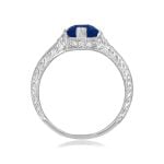 1.34 carat center Kashmir Sapphire with engraving details Platinum Kingstree Ring HER134