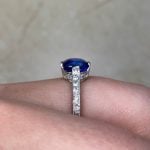 Sapphire Center with Pave-Set Diamonds on Shoulders Side Finger HER134