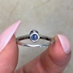 Back View Sapphire Solitaire Engagement Ring in Platinum f6 HER134