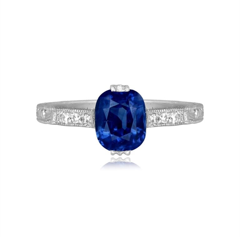 1.34ct Kashmir Sapphire Platinum Kingstree Ring