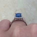 Prong-Set Cornflower Blue Color Kashmire Sapphire Basket f3 HER4265