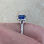 Sapphire and Diamond on 18k White Gold Ring Side Finger f4 HER4265