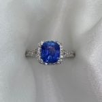 Prong-Set Cushion-Cut Sapphire Center Maddox Ring f5 HER4265