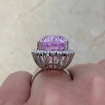 Kunzite Set in Double-Prongs on 18k White Gold Finger View f3 ROC101