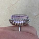 Kunzite Set in 18k White Gold Side Finger View Parmele Ring f4 ROC101