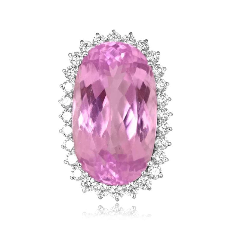 Vintage 29.29ct Kunzite and Diamond Parmele Ring