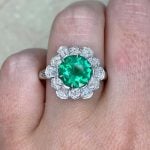 Vintage Emerald and Diamond Engagement Ring Elloree Ring f2 ROC102