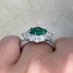 Emerald Center with Floral Diamond Design Elloree Ring f3 ROC102