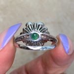 Back View Emerald and Diamond Ring Set on Platinum f6 ROC102