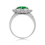2.30ct Round Emerald and geometric halo Diamond Elloree Ring ROC102
