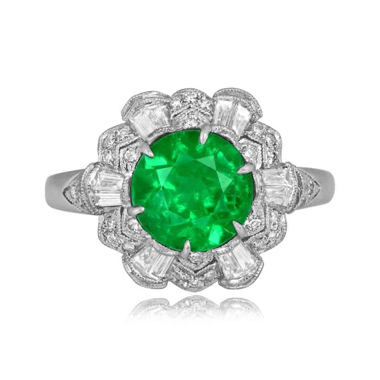 2.30ct Round Emerald and Diamond Elloree Ring