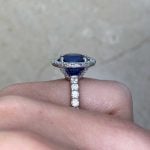 Side Finger View Prong-Set Sapphire with Diamonds on Shoulder f4 ROC103