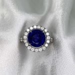 5.07ct Ceylon Sapphire and Diamond Halo White Backdrop f5 ROC103