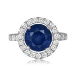 5.07 carat cyelon sapphire with diamond halo ring Govan Ring ROC103