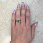 Vintage Emerald Gemstone Ring Hand Picture Moselle Ring f1 ROC104