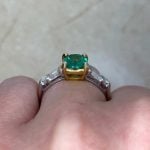 Emerald set in 18k Yellow Gold Mounting Basket View f3 ROC104
