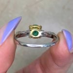Vintage Emerald and Diamond Ring Back View Platinum Moselle Ring f6 ROC104