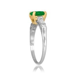 Vintage 1.29ct Oval Emerald center stone with Diamond accents Moselle Ring ROC104