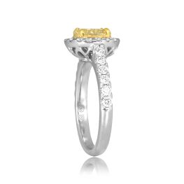1.15ct Oval Cut Yellow Diamond with diamond Halo Rondo Ring ROM49