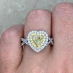 Fancy Yellow Diamond with double diamond halo Finger View f2 ROM68