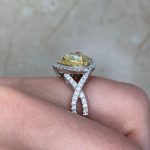 double halo of yellow and white diamonds Side Finger View f4 ROM68