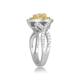center Heart Shaped Yellow Diamond Double diamond Halo Tallega Ring ROM68