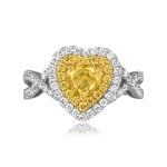 heart shaped center yellow diamond with double halo Tallega Ring Rom68