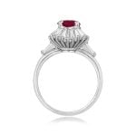 Vintage 1.45 carat center Burma Red Ruby Ballerina Mohnton Ring, Circa 1970 sbcs575